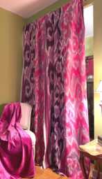 Custom Linen Curtain Panels Pink Purple Ikat Stripe, Designers Guild Fabric