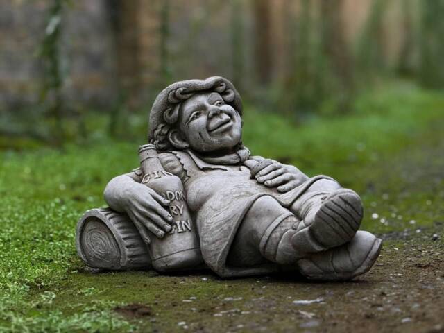 Cheerful Farmer Statue Relaxed Concrete Garden Decor Humorous Cement Ornament Stone Woman With Bottle Detail Figurine Lawn Gift - image 1