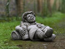 Cheerful Farmer Statue Relaxed Concrete Garden Decor Humorous Cement Ornament Stone Woman With Bottle Detail Figurine Lawn Gift - thumbnail 1