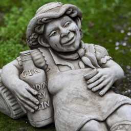 Cheerful Farmer Statue Relaxed Concrete Garden Decor Humorous Cement Ornament Stone Woman With Bottle Detail Figurine Lawn Gift - thumbnail 3