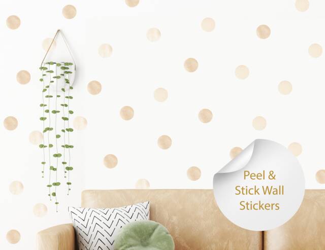 Beige Neutral Watercolour Polka Dot Wall Sticker Decals - Children's Nursery Art Playroom Decor - image 1