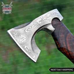 Viking Axe, Carbon Steel Personalized Axe in Hand Forged For Wall Decoration, Custom Made Camping, Axe - thumbnail 2
