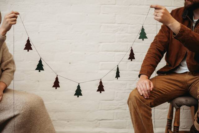 Leather Christmas Tree/Gingerbread Man Garland - Handmade Garland, Decor, High Quality Leather - image 1