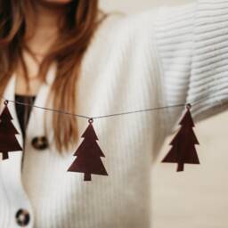 Leather Christmas Tree/Gingerbread Man Garland - Handmade Garland, Decor, High Quality Leather - thumbnail 3