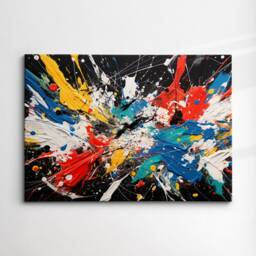 Colorful Paint Splash Abstract Oil Painting Splatter Style Wall Art, Framed Canvas Poster Print, Home Kitchen Office Room Decor, Gifts - thumbnail 3