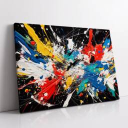 Colorful Paint Splash Abstract Oil Painting Splatter Style Wall Art, Framed Canvas Poster Print, Home Kitchen Office Room Decor, Gifts - thumbnail 2