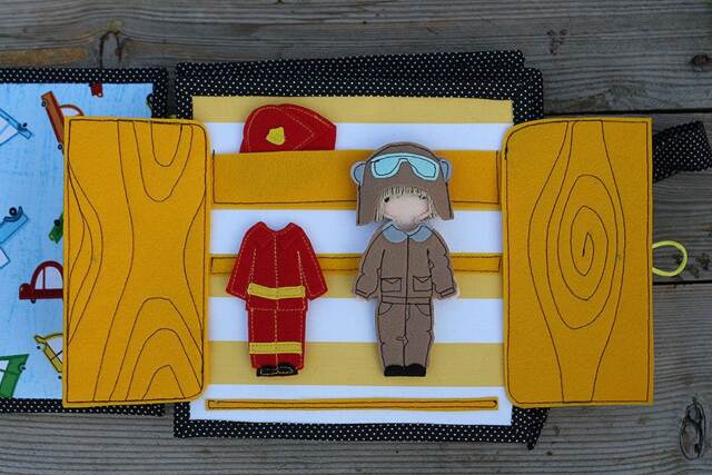 Professions Outfits Page For Custom Built Quiet Book By Tomtoy, Pretend Play, Dressing Felt Doll Fabric Busy Book Page, 20x20cm, Single - image 1