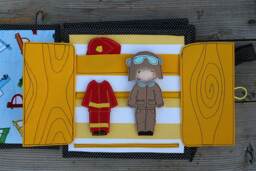 Professions Outfits Page For Custom Built Quiet Book By Tomtoy, Pretend Play, Dressing Felt Doll Fabric Busy Book Page, 20x20cm, Single - thumbnail 1
