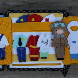 Professions Outfits Page For Custom Built Quiet Book By Tomtoy, Pretend Play, Dressing Felt Doll Fabric Busy Book Page, 20x20cm, Single - thumbnail 3