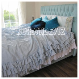Ruffled Linen Bedspread - Shabby Chic Style, Lightweight Coverlet - thumbnail 3