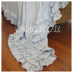 Ruffled Linen Bedspread - Shabby Chic Style, Lightweight Coverlet