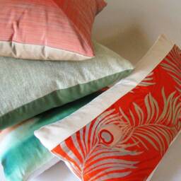 Peacock Feather Lumbar Pillow Cover Vintage Japanese Obi Silk - thumbnail 4