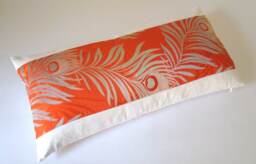 Peacock Feather Lumbar Pillow Cover Vintage Japanese Obi Silk - thumbnail 1