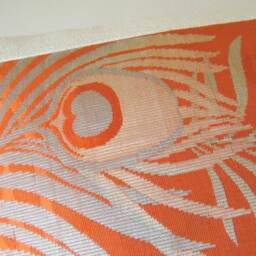 Peacock Feather Lumbar Pillow Cover Vintage Japanese Obi Silk - thumbnail 2