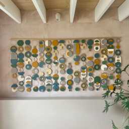 Large Bauhaus Wall Art - Blue, Green & Yellow Home Decor Bespoke - thumbnail 4