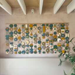 Large Bauhaus Wall Art - Blue, Green & Yellow Home Decor Bespoke - thumbnail 2