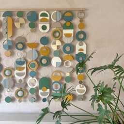Large Bauhaus Wall Art - Blue, Green & Yellow Home Decor Bespoke - thumbnail 3