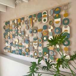 Large Bauhaus Wall Art - Blue, Green & Yellow Home Decor Bespoke - thumbnail 1