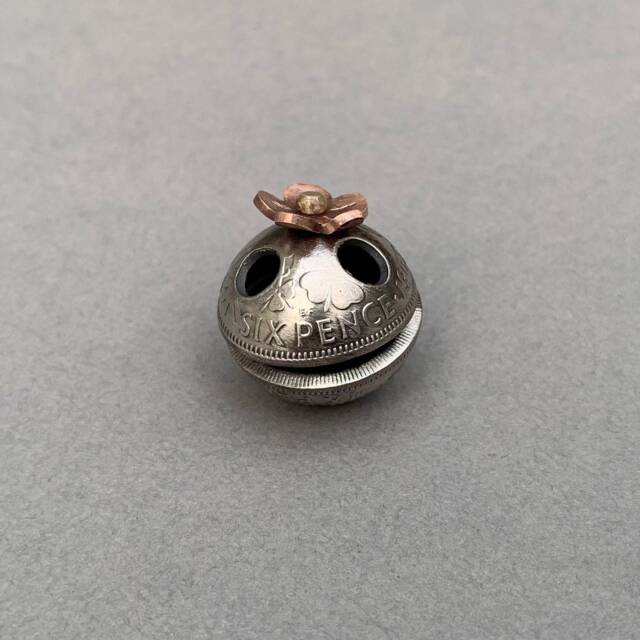 Handmade Flower Pud Recycled Sixpence Coin Art - image 1