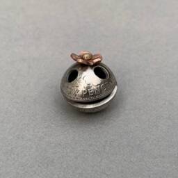 Handmade Flower Pud Recycled Sixpence Coin Art - thumbnail 1