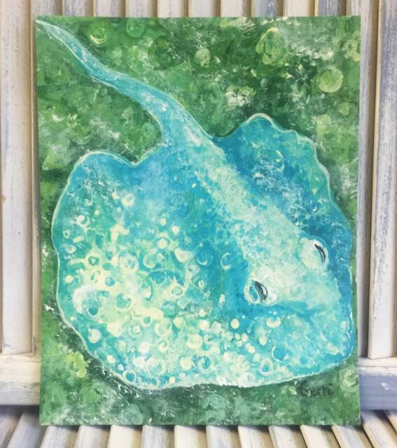 Beach Artwork With Stingray Beach House Art Tropical Art Print 11 X 14 - image 1