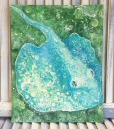 Beach Artwork With Stingray Beach House Art Tropical Art Print 11 X 14 - thumbnail 1