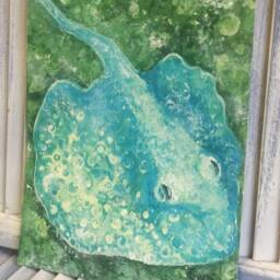 Beach Artwork With Stingray Beach House Art Tropical Art Print 11 X 14 - thumbnail 2