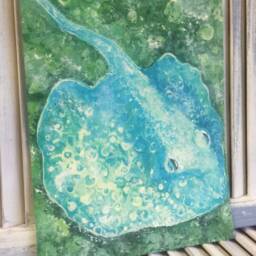 Beach Artwork With Stingray Beach House Art Tropical Art Print 11 X 14 - thumbnail 3