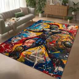 Spartan Warrior Rug - Abstract Graffiti Soldier Tile Mat Decor - thumbnail 2