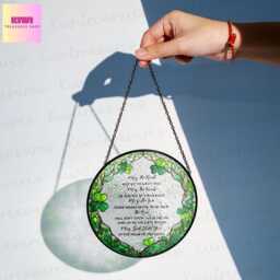 Irish Blessing Glass Suncatcher Shamrock Ireland Wall Art - thumbnail 3