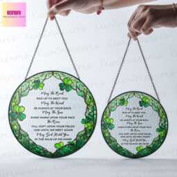 Irish Blessing Glass Suncatcher Shamrock Ireland Wall Art - thumbnail 2