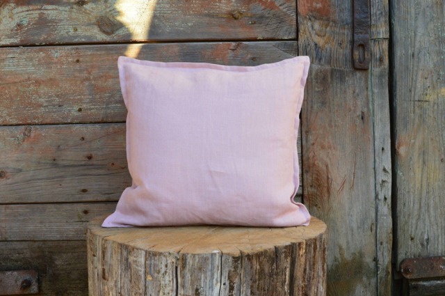 Linen Pillow Cover - Blush Linen Cushion Natural Decorative Pillows - image 1