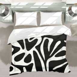Funky Bold Black & White Abstract Duvet Cover, Wavy Retro Y2K Modern Bedding, King Queen Twin, Cotton Microfiber Fabrics #012 - thumbnail 3