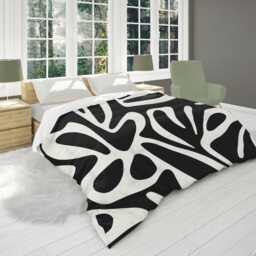 Funky Bold Black & White Abstract Duvet Cover, Wavy Retro Y2K Modern Bedding, King Queen Twin, Cotton Microfiber Fabrics #012 - thumbnail 2