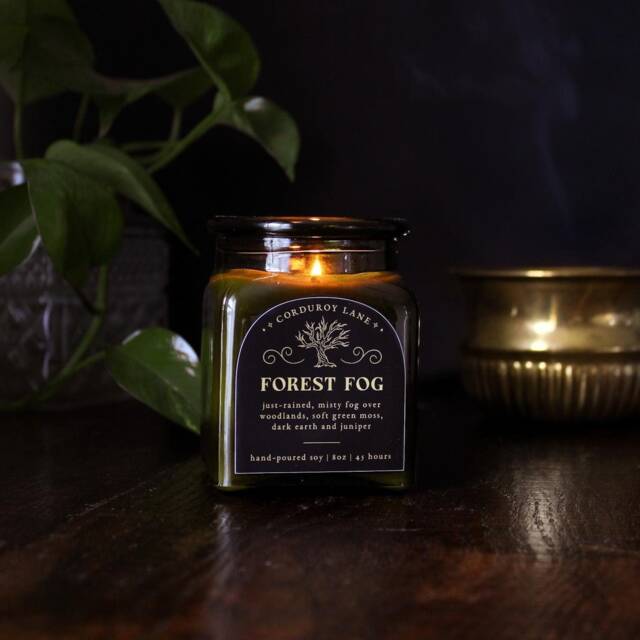 Forest Fog - Apothecary Candle, Green Glass, Spooky Gothic Dark Academia Book Lovers Gift - image 1
