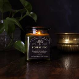Forest Fog - Apothecary Candle, Green Glass, Spooky Gothic Dark Academia Book Lovers Gift