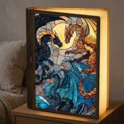 Fourth Wing Book Lamp, Fantasy Dragon Night Light, Lover Room Decor, Reader Gift, Cozy Bookish Dark Light - thumbnail 2