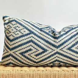 Indigo Neutral Tribal Hemp Hand Woven Natural Dye Color Lumbar Pillow Cover - thumbnail 2