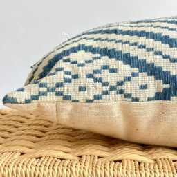 Indigo Neutral Tribal Hemp Hand Woven Natural Dye Color Lumbar Pillow Cover - thumbnail 3