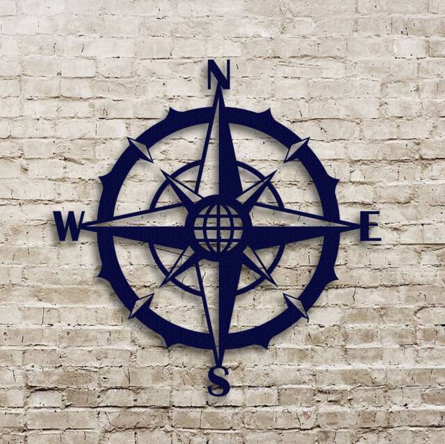 Vintage Nautical Compass Rose - Metal Wall Art Retro Style V2 - image 1