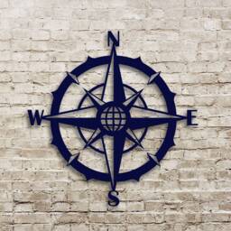 Vintage Nautical Compass Rose - Metal Wall Art Retro Style V2 - thumbnail 1