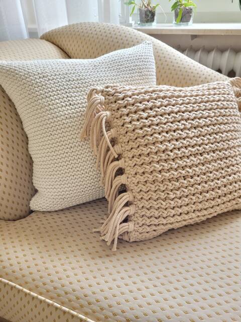 Crocheted Pillows, Chunky Crocheted Home D??cor, House Housewarming Gift, Scandinavian Knitted Modern Pillows - image 1