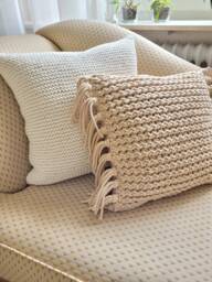 Crocheted Pillows, Chunky Crocheted Home D??cor, House Housewarming Gift, Scandinavian Knitted Modern Pillows - thumbnail 1
