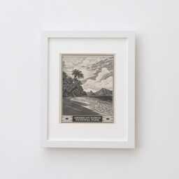 American Samoa National Park Lithograph Style Print - Vintage South Pacific Archival Matte Fine Art Print. Tutuila, Ofu, & Ta???? Beach Gift - thumbnail 3