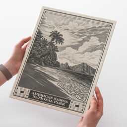 American Samoa National Park Lithograph Style Print - Vintage South Pacific Archival Matte Fine Art Print. Tutuila, Ofu, & Ta???? Beach Gift - thumbnail 2