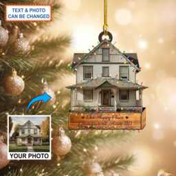 Custom Text & Picture Personalized Your Grandparents House Photo Christmas Tree Hanging Decor, Ornament, Flat 2D Ornament - thumbnail 3