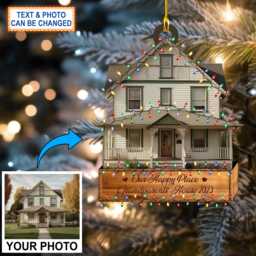 Custom Text & Picture Personalized Your Grandparents House Photo Christmas Tree Hanging Decor, Ornament, Flat 2D Ornament - thumbnail 1