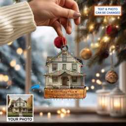 Custom Text & Picture Personalized Your Grandparents House Photo Christmas Tree Hanging Decor, Ornament, Flat 2D Ornament - thumbnail 2