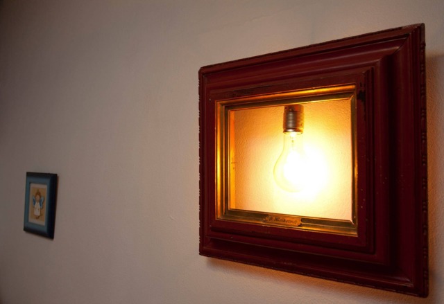 Retro Lamp, Frame Lamp, Vintage Frame Wall Wood Lighting, Vintage - image 1
