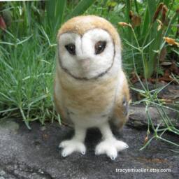 Mr. Barn Owl, Needle Felted Bird Sculpture